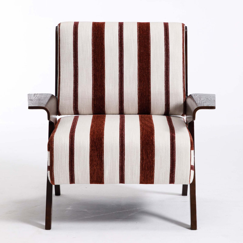 Fauteuil, Blanc + tissu rouge