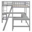 Lit mezzanine simple en L avec 2 bureaux encastrés en bois gris - Élégant et spacieux