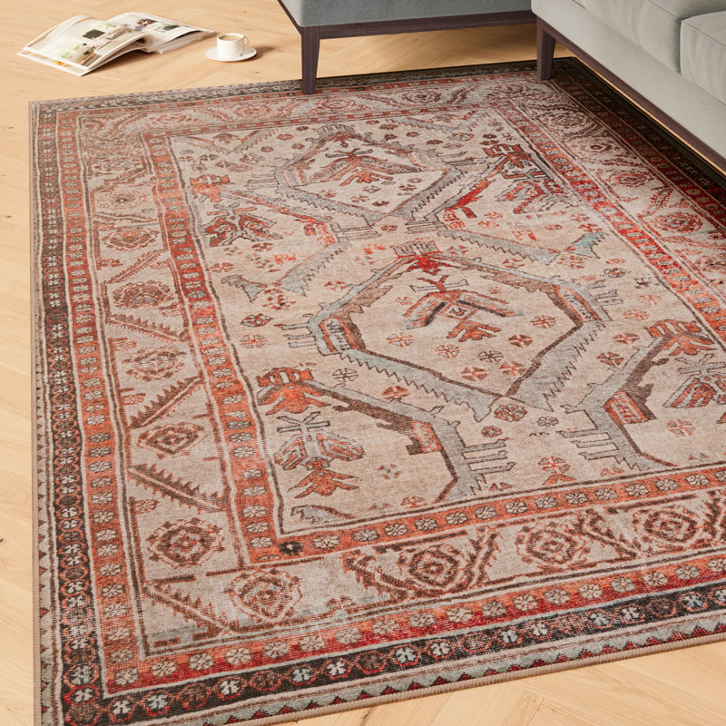 Vintage Look Cotton Flatweave Washable Area Rug, 80cm x 150cm