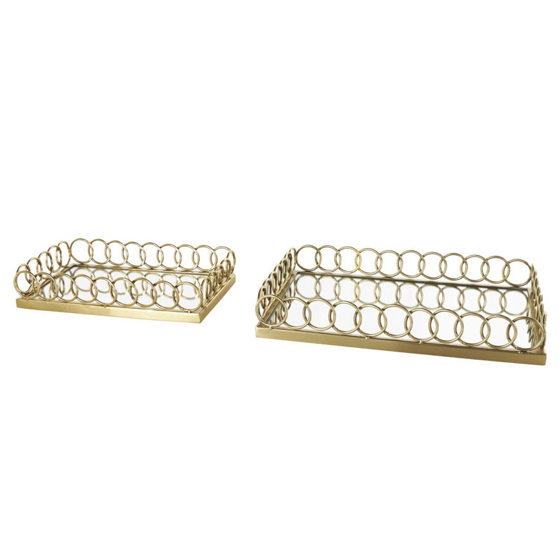 Stainless Steel Tray - Set of 2, 3.2" H x 18.15" W x 12.6" D