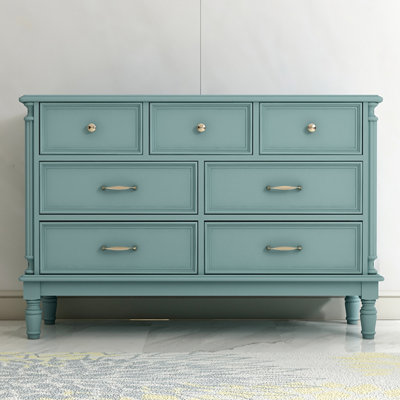 Blue Solid + Manufactured Wood Accent Cabinet