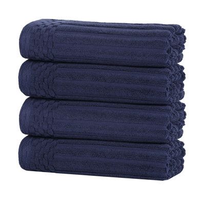 Checkered Border Cotton Hand Towel Set