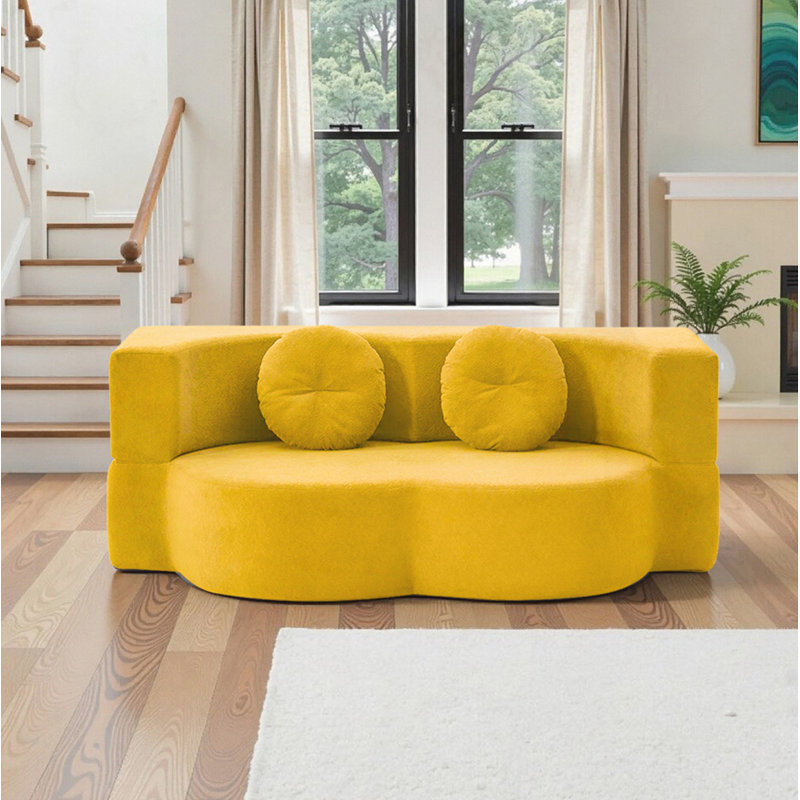 Canapé-lit modulaire convertible 2-en-1, Jaune