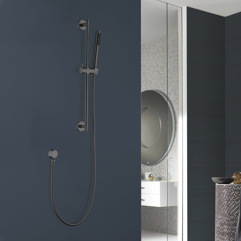 Douche ronde à 1 jet à haute pression avec 27,5 po Bar mural noir mat
