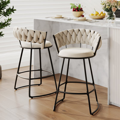 Upholstered Counter Stool With Metal Frame