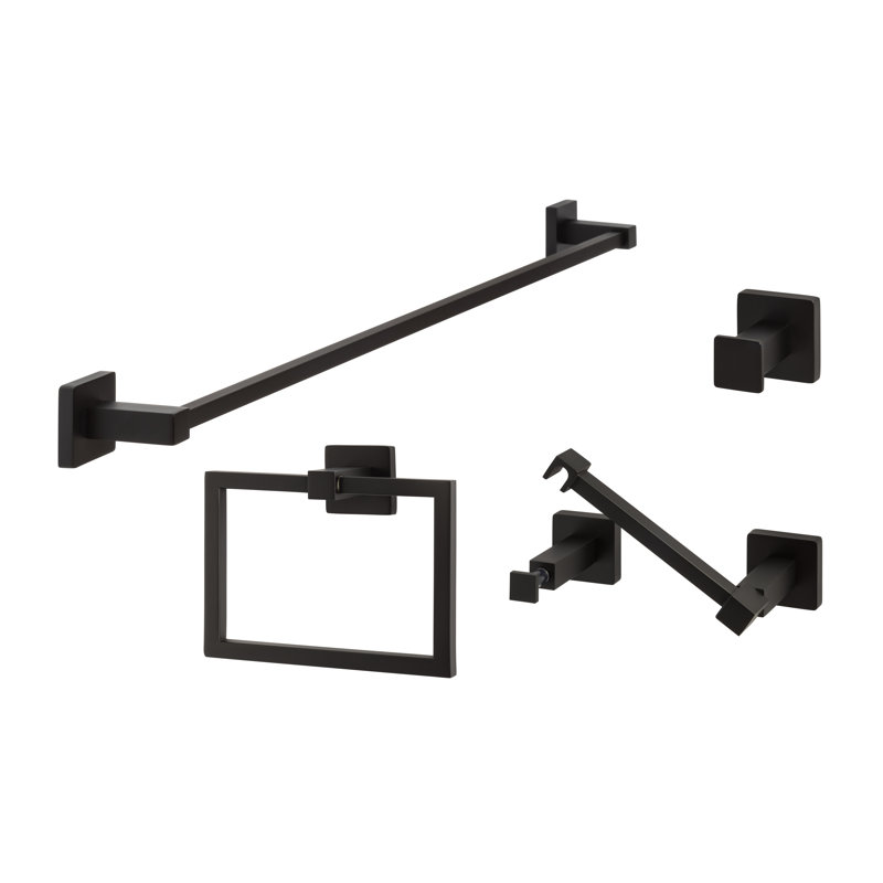 Vlora Series Bath Set, Pivot, Flat Black