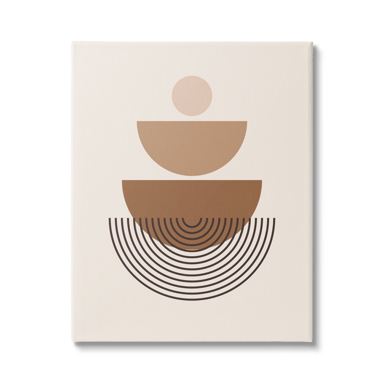 Impression de formes brunes sur fond beige sur bois, H 48 po x l 36 po x P 1,5 po