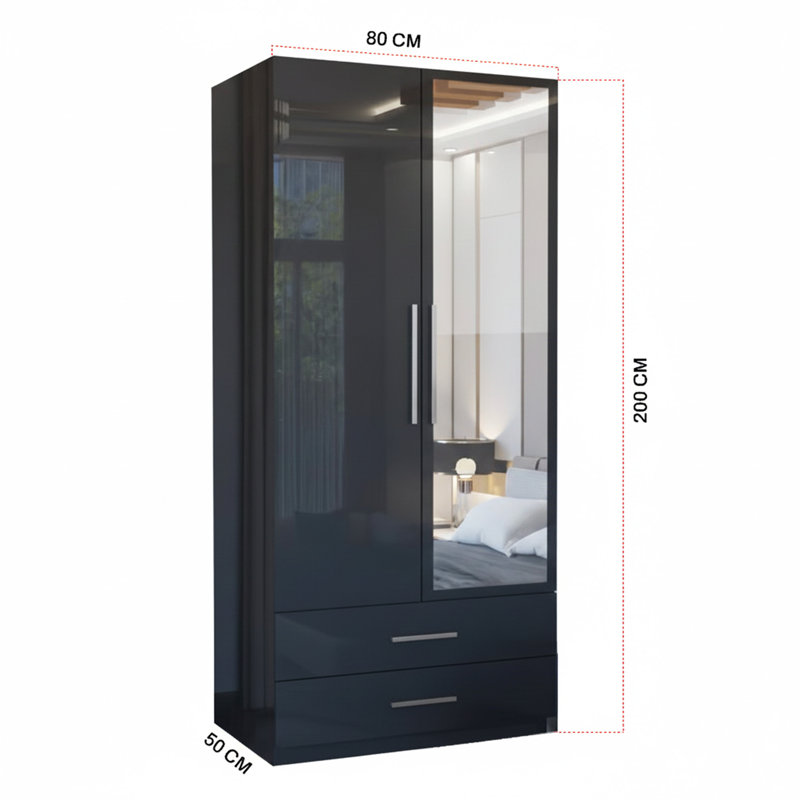Manufactured Wood Wardrobe, Black