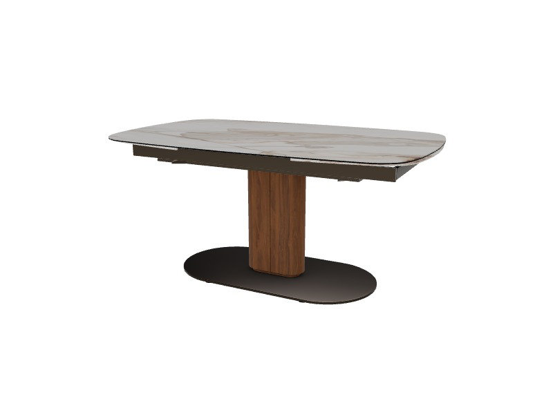 Cameo Extendable Tables, Canaletto Walnut/Matt Bronze, Calacatta Paonazzo