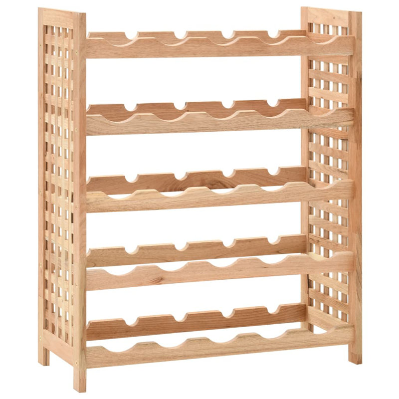 25 Bottle Solid Wood Wall Mounted Wine Bottle Rack in Brown