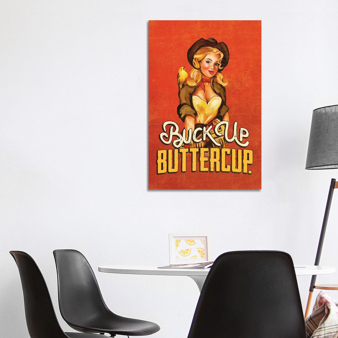 Buck Up Buttercup Ruby by The Whiskey Ginger - Wrapped Canvas Print