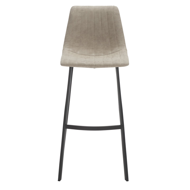 Upholstered Counter Stool with Metal Frame, Gray