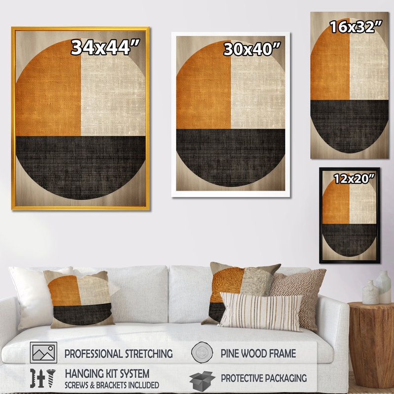 Orange and black geometric breeze shapes - Abstract Collages Wall Art, 20" H x 12" W x 1" D, Black Floater Framed