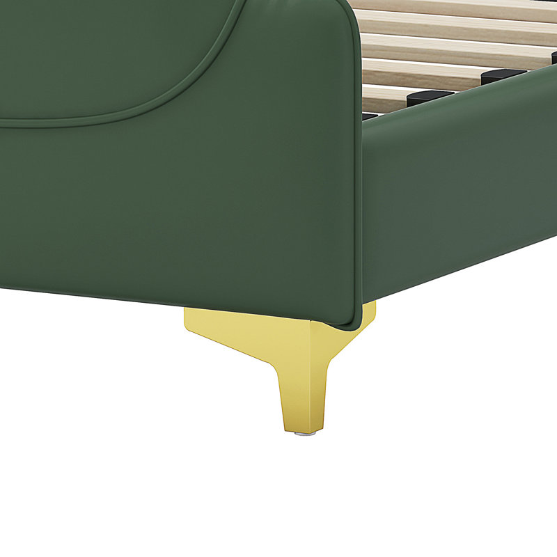 Kaneaki Faux Leather Upholstered Bed, Green, Queen