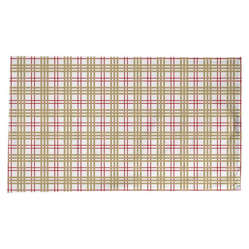 Nappe en mélange de coton à carreaux, Blanc / rouge / doré