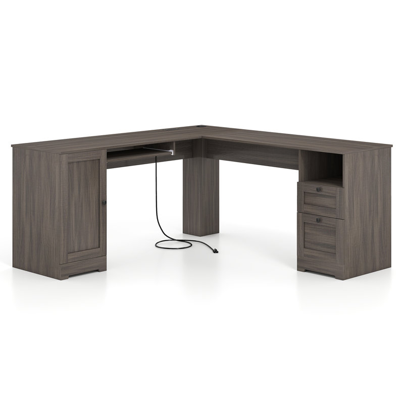 Jkobe L-Shaped Computer Desk, Coffee