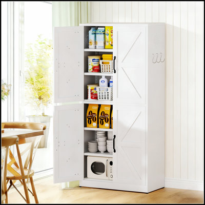 Armoire de rangement de cuisine en acier blanc avec étagères réglables, robuste, idéale pour la cuisine, la salle de bain et le salon.
