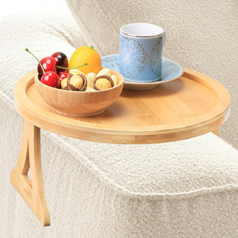 Bamboo Couch Arm Tray, Couch Arm Table For TV Remote Control/Cel...