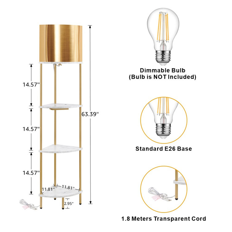 tør travl Devise Mercer41 Lishia 63.07'' Gold Traditional Floor Lamp with USB & Reviews |  Wayfair
