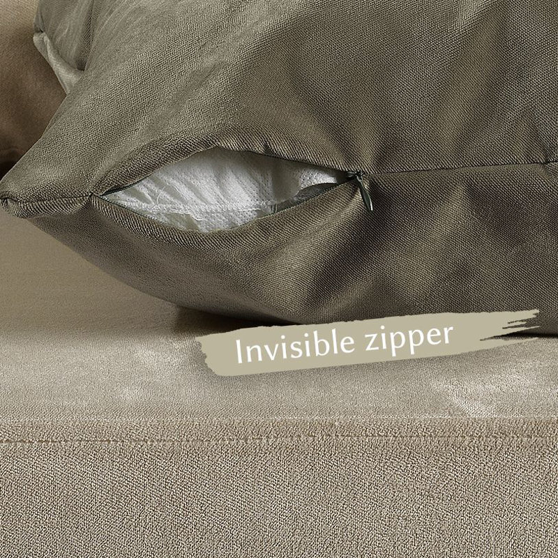 Matte Velvet Cushion Cover - 1 Pc, 56cm x 56cm, Khaki