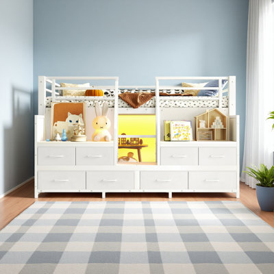 Twin Low Loft Bed With Multi-Storage Spaces