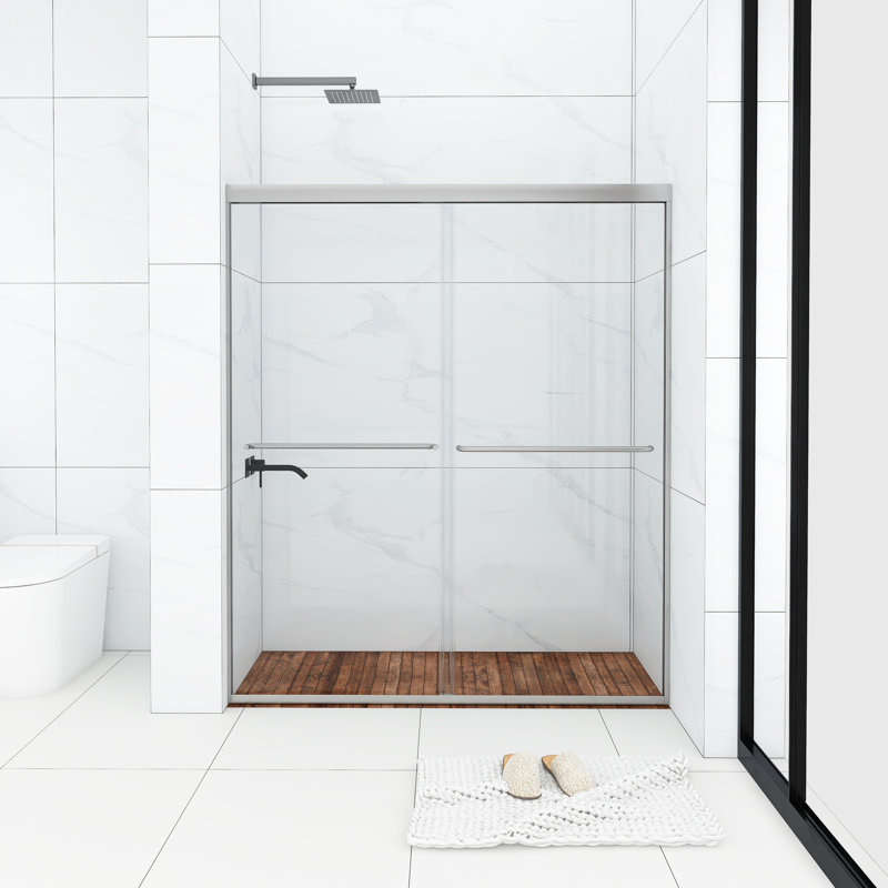  48" x 70" Double Sliding Aluminum Framed Shower Door, Chrome 