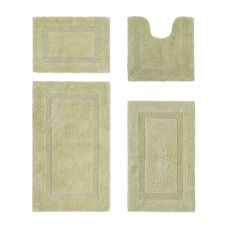 Ensemble de tapis de bain 4 pièces 100% coton Adelen Premium 2370 GSM, lavable à la machine, super absorbant et tapis de bain réversible à tissage touffeté pour salle de bain, douche et baignoire, tapis de salle de bain certifiés Oeko-Tex, sauge
