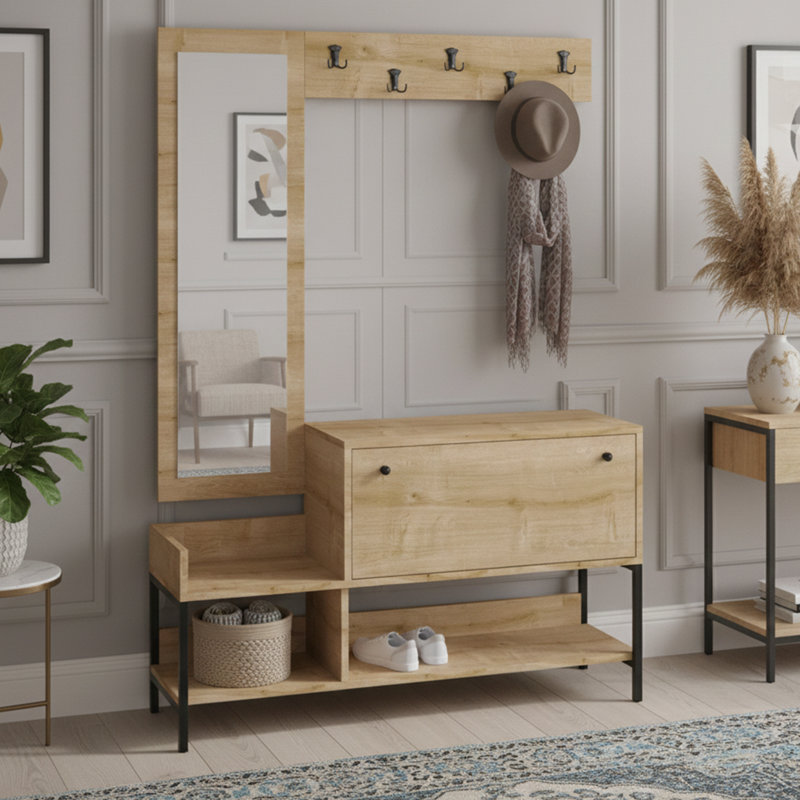 Jakailah Hall Tree 47.2'' Wide with Shoe Storage
