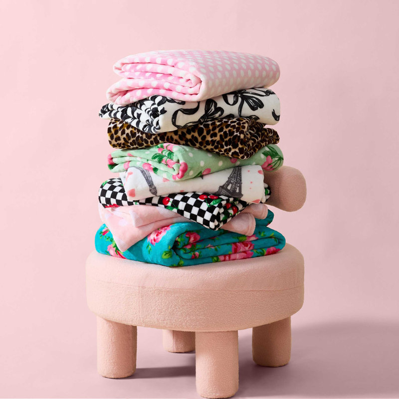Couvertures en molleton doux Betsey Johnson, Jeté, Ballet Bows - gris
