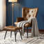 Ensemble de fauteuil à oreilles capitonné de style moderne Mid-Century avec repose-pieds, fauteuil rembourré en cuir de polyuréthane et tabouret pour le salon, la chambre à coucher-1583890539