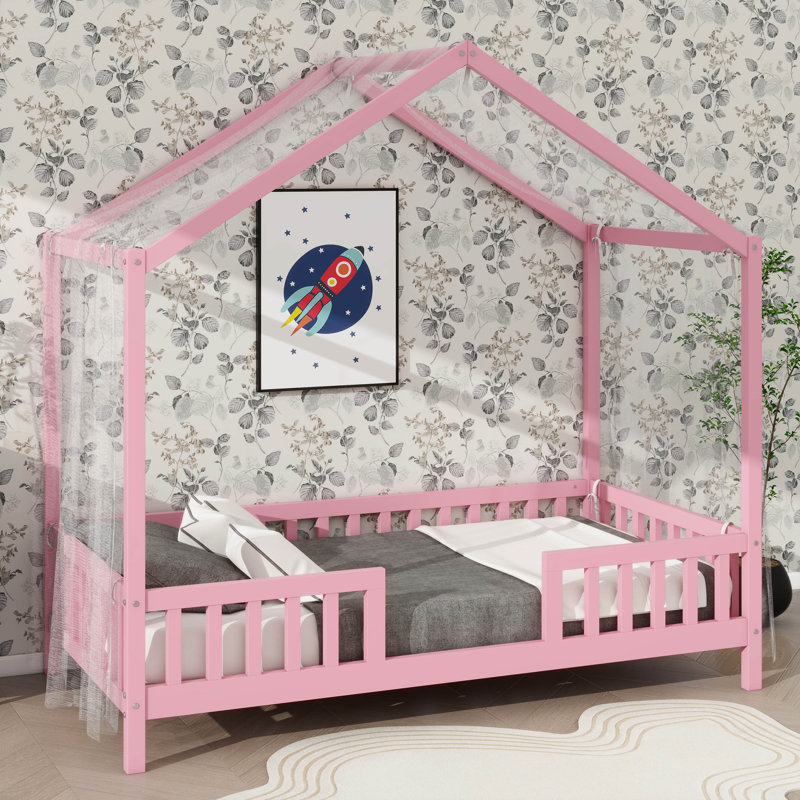 Lit pour enfant avec baldaquin Montessori, Rose