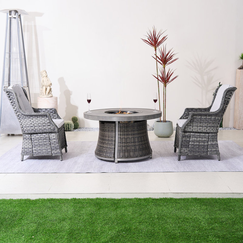 2-Person Outdoor Seating Group With Cushions, Gray White, Gray