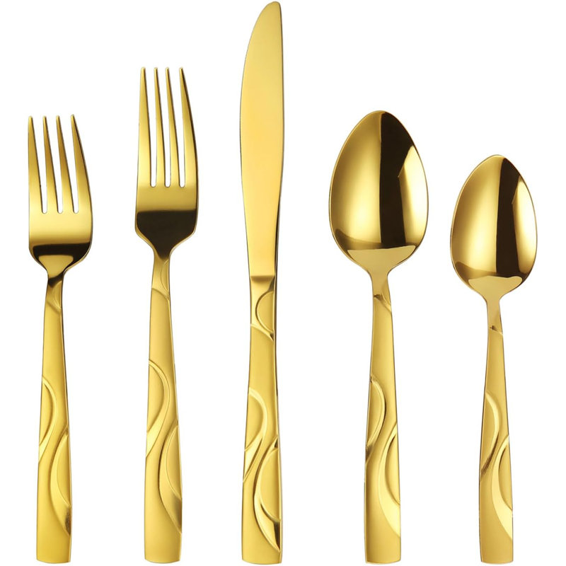 Black Silverware Set, Gold