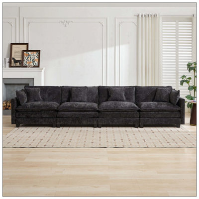 Canapé modulaire moderne 4 places à 4 couches en chenille