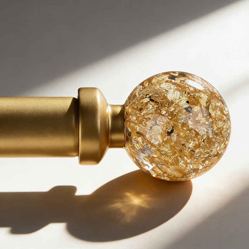 Tringle à rideaux ajustable robuste avec embouts en boule de cristal, tringle à draperie décorative de 1 pouce de diamètre pour fenêtres de 30 à 120 pouces, finition dorée moderne