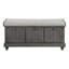 Banc de rangement en bois massif gris foncé avec siège rabattable et coussin en mousse