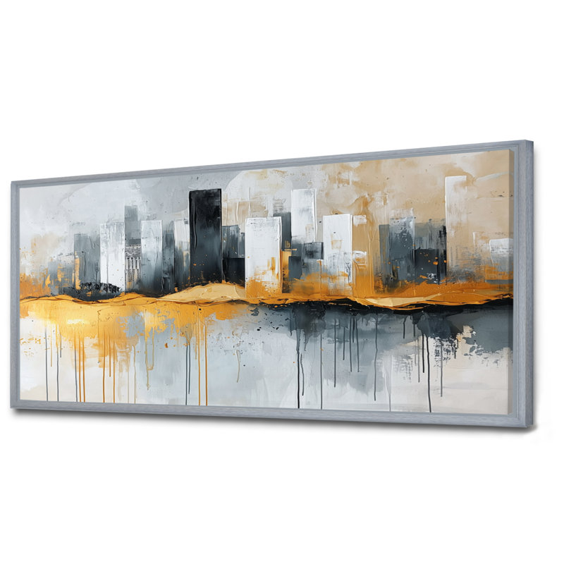 Letendre - Cityscapes Wall Art, H 28 po x l 60 po, Cadre flottant, Argent argent