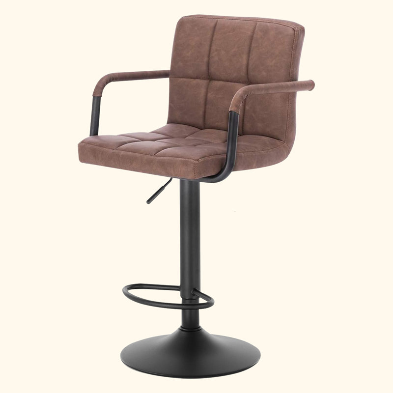 Aisleyne Swivel Upholstered Adjustable Height Counter Stool with Metal Frame, Brown