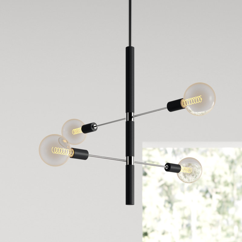 Christopher 4 - Light Sputnik Modern Linear Chandelier, Polished Nickel