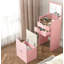 Coiffeuse 3 en 1 avec tabouret, miroir de coiffeuse 3 couleurs et tiroirs, rose-540126398