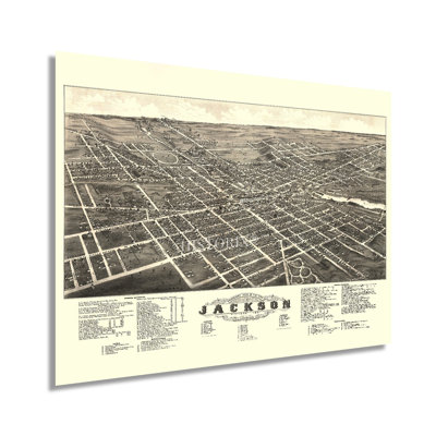 1881 Jackson Michigan Map, affiche sur papier