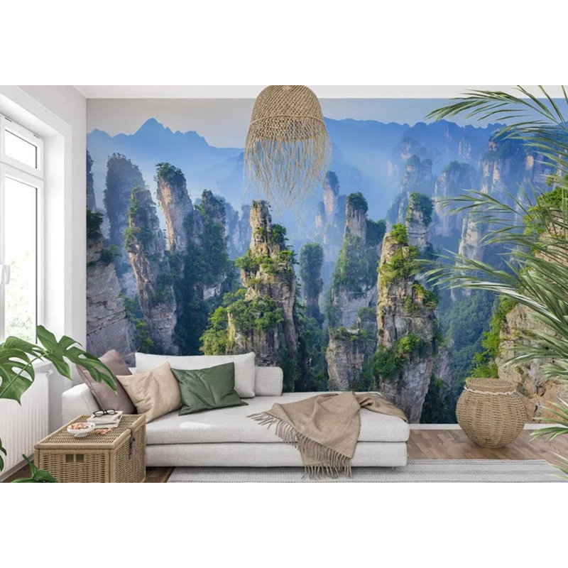 Mur de pierre vert bleu, L 108 po x l 96 po