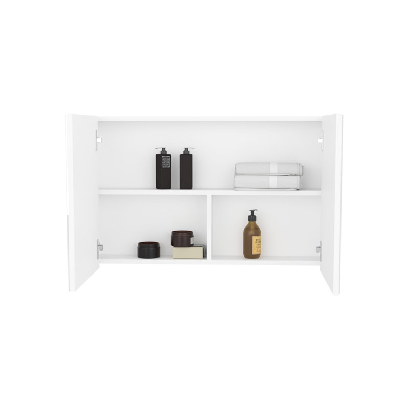 Armoire à miroir à double porte H 19,7 "x l 31,5" pour salle de bain et cuisine, 3 tablettes intérieures, blanc, facile à installer