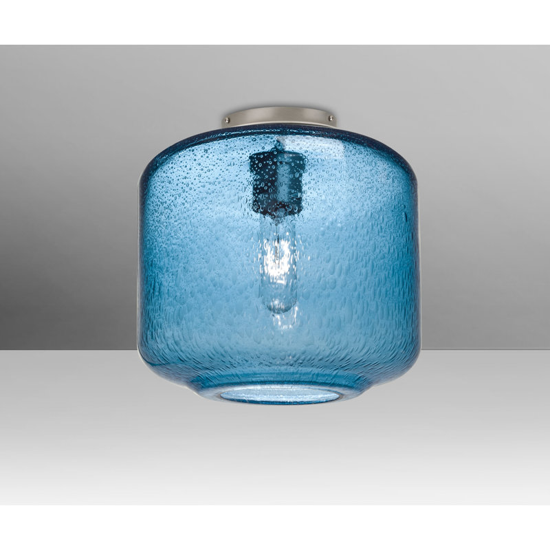 Plafonnier encastré cylindrique simple 9,5 po Spero, Nickel satiné, Bleu