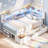 Corner Daybed Frame with 6 Drawers and Storage Bookcase Daybed with Charging Station and LED Lights-123467513-122632852