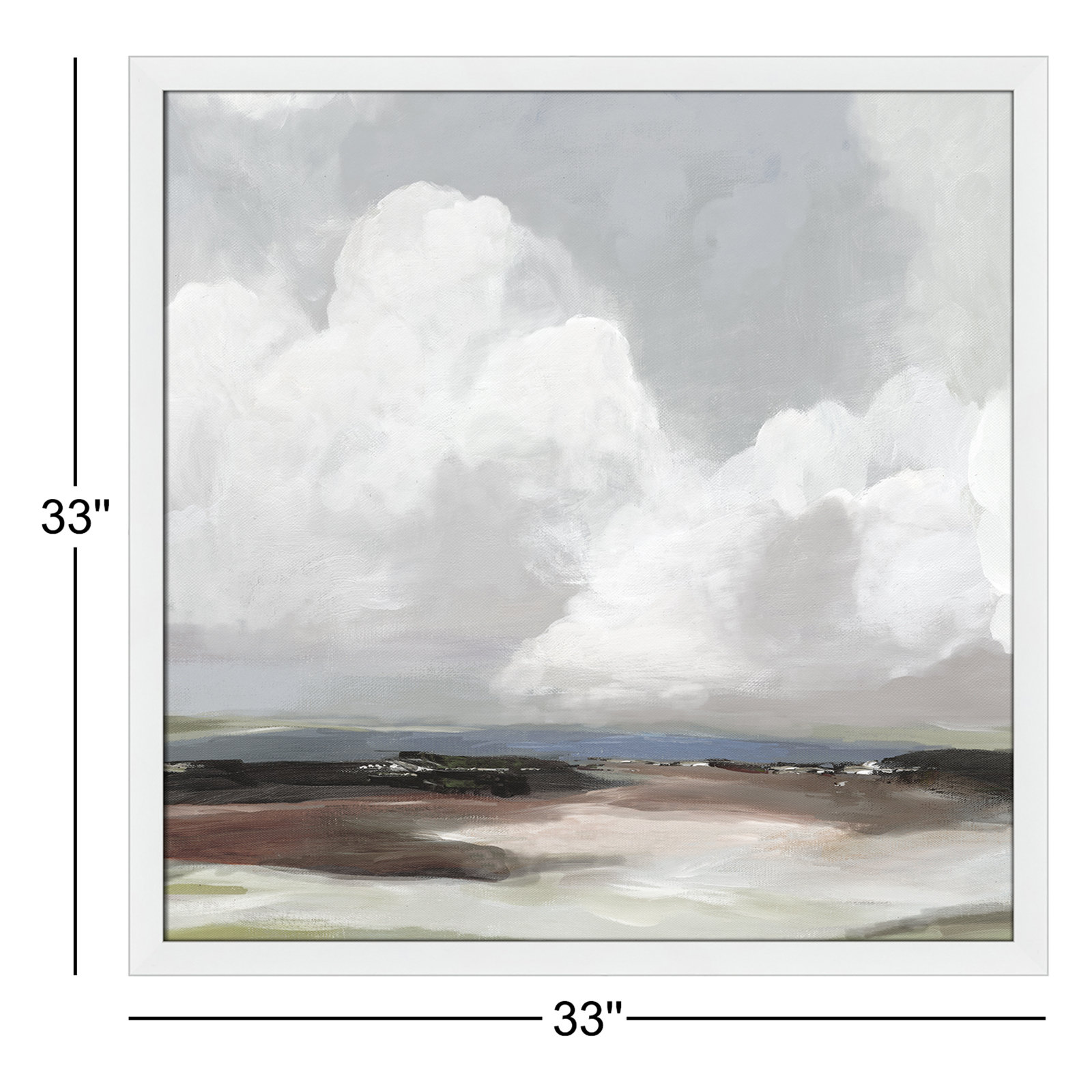 Avron "Morning Air" Painting, 33" H x 33" W x 1.12" D, White Framed