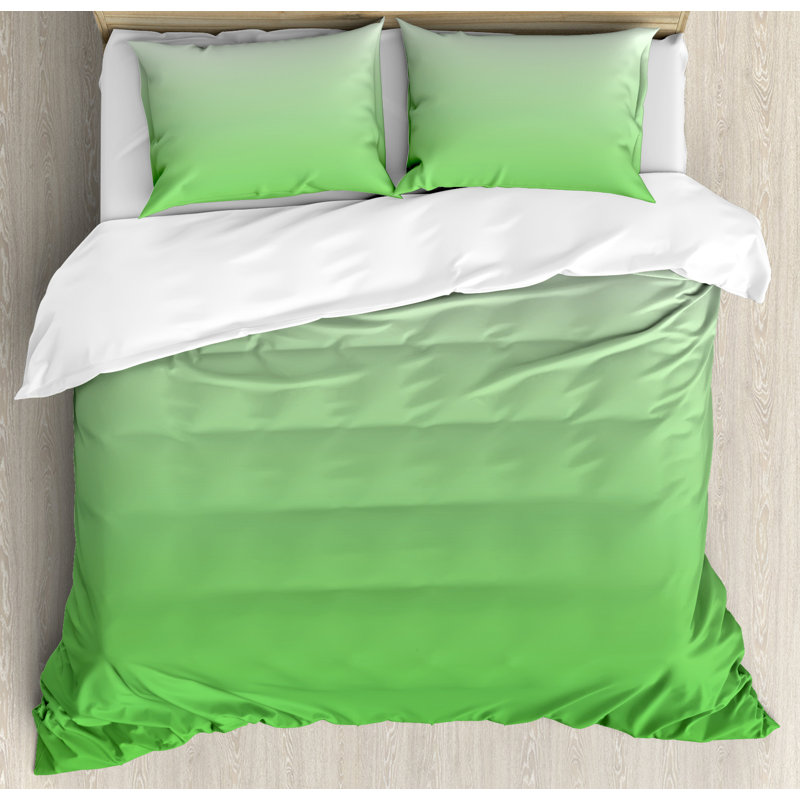 Modern & Contemporary Polyester Paisley Duvet Cover, King, Green Grass/Mint white