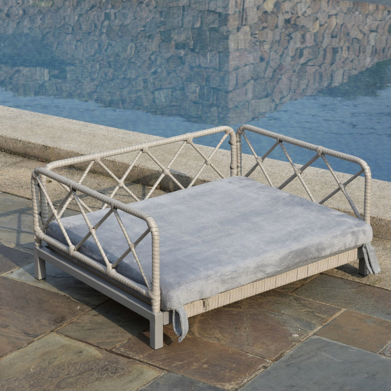 Lit pour chien - taille moyenne (26 à 40 lb), coussin d'eau avec coussin confortable, glissade, intérieur et extérieur, animal de compagnie gris intérieur / extérieur
