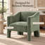 Fauteuil d'appoint moderne en forme de tonneau, fauteuil rembourré en chenille avec accoudoirs fermés, vert-194997927