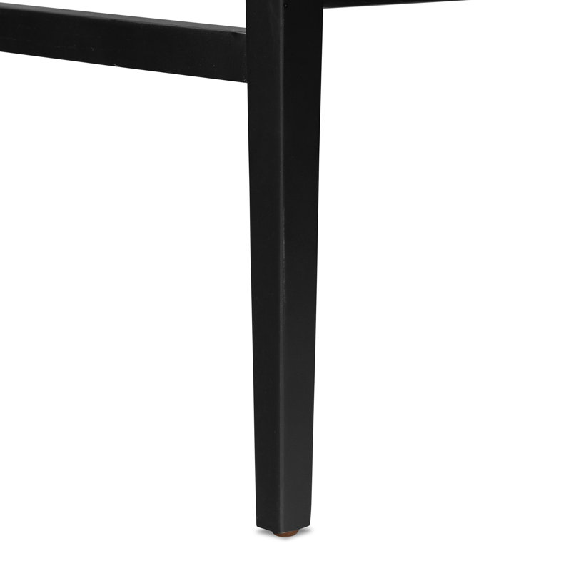 Tabouret Lorretta, Tabouret de bar (siège d'une hauteur de 29,92 po), Noir Palermo / mélange de polyester, Bois de frêne noir